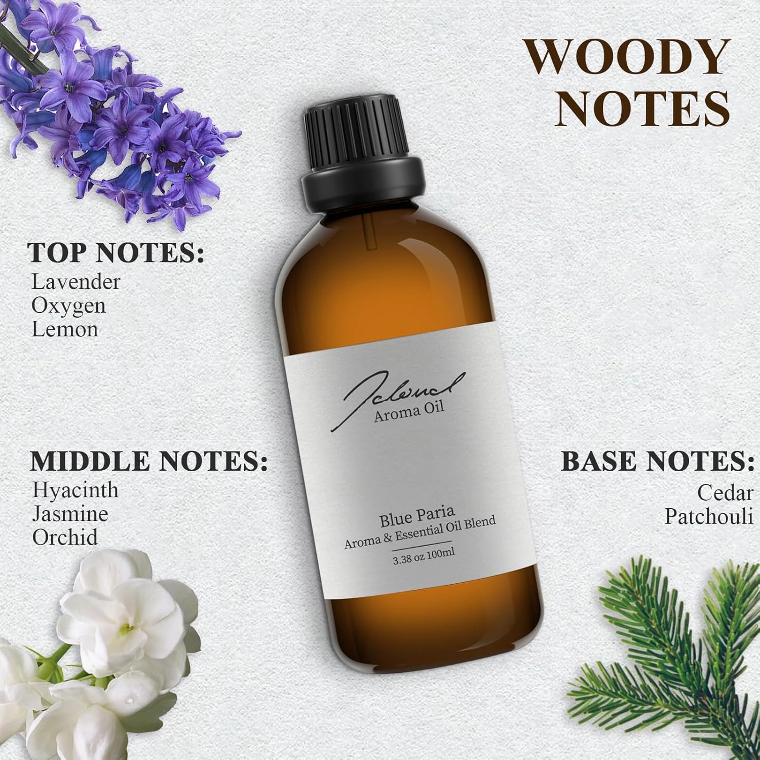 JCLOUD Blue Paria Essential Oil for Scent Air Machine | Hotel Scent - Pure Aromatherapy Diffuser Oil with Lavender and Patchouli, Home Luxury & Hotel Scents for Essential Oil Diffusers - 100mL