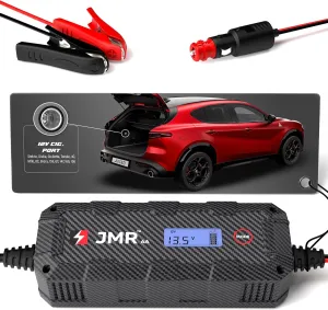 JMR Battery Charger for Alfa Romeo Stelvio Giulia Giulietta Tonale 4C MiTo 8C Brera 159 GT 147 166 156 All Models Trickle Charger Conditioner Maintainer (No Lithium Mode)