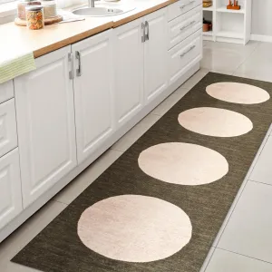 JONATHAN Y WSH113B-28 Cirkel Minimalist Geometric Dot Machine-Washable Indoor Runner-Rug, Scandinavian, Modern, Bohemian Easy-Washing,Bedroom,Kitchen,Living Room,Non Shedding, Green/Cream, 2 X 8