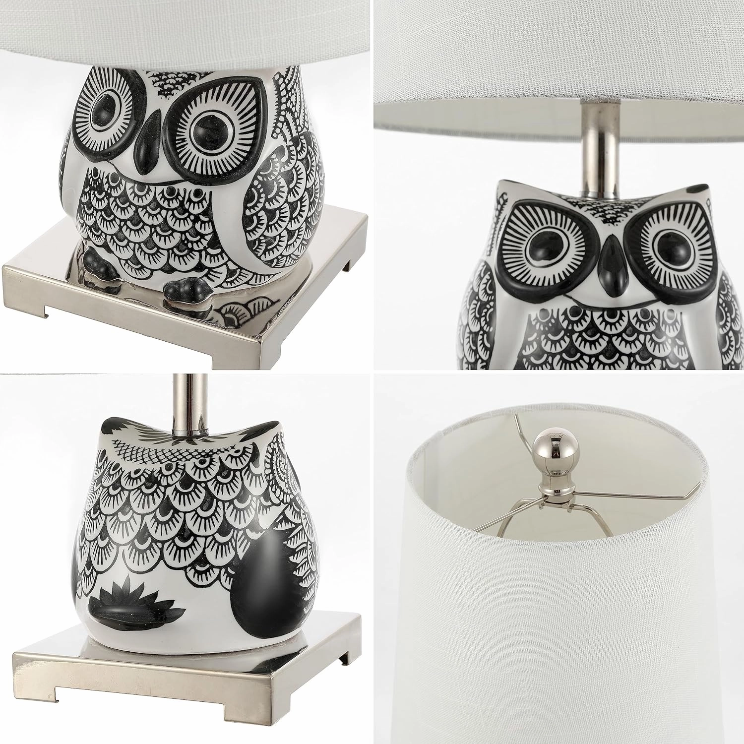 JONATHAN Y JYL3014C Justina 16" Ceramic Mini LED Table Lamp, Cottage,Transitional for Bedroom, Living Room, Office, Kids Room, Entryway, College Dorm, Bookcase, LED Bulb Included, Black/White