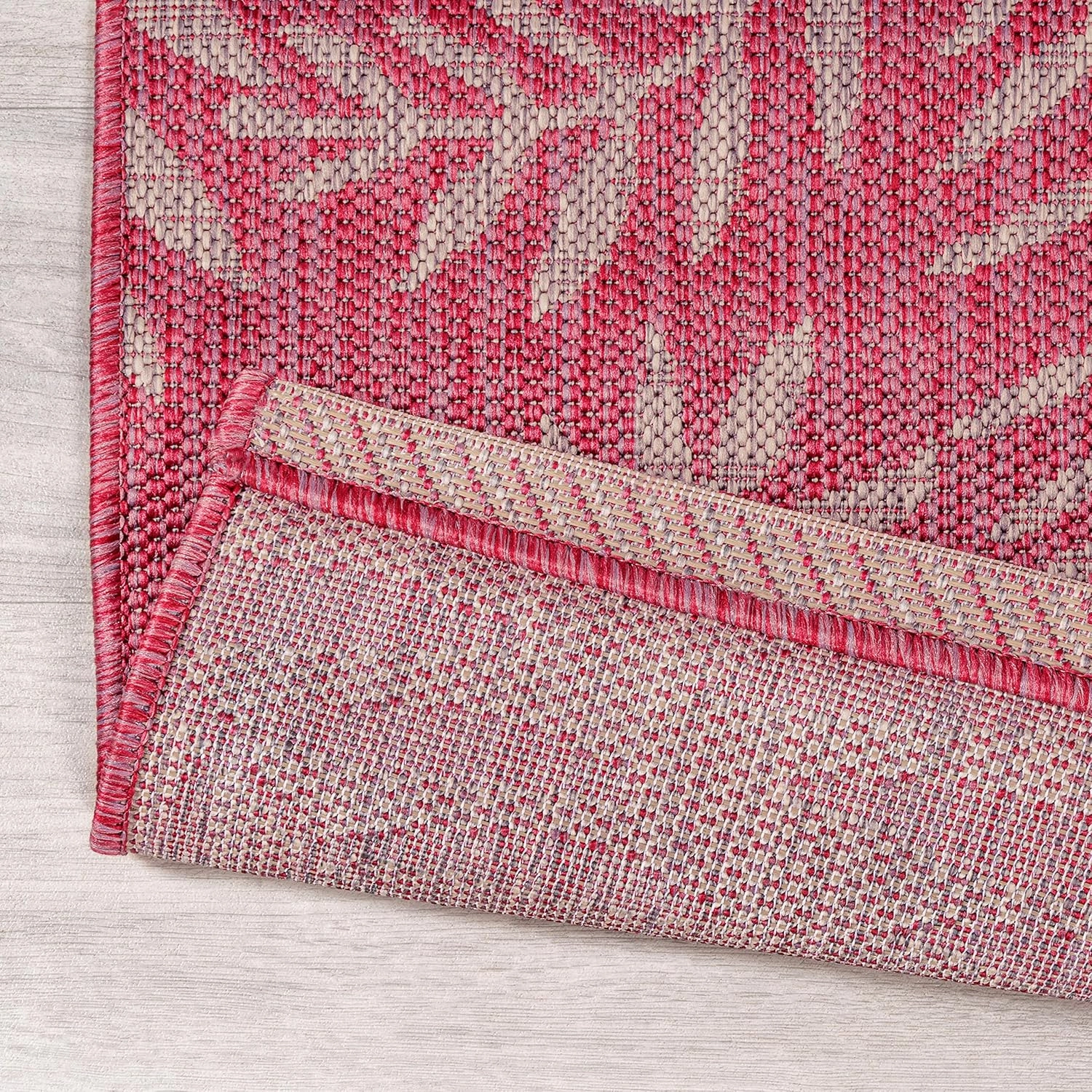 JONATHAN Y SMB119F-210 Nevis Palm Frond Indoor Outdoor Area Rug, Coastal Casual Country & Floral Easy Cleaning,Bedroom,Kitchen,Backyard,Patio,Non Shedding, Fuchsia/Light Gray, 2 X 10