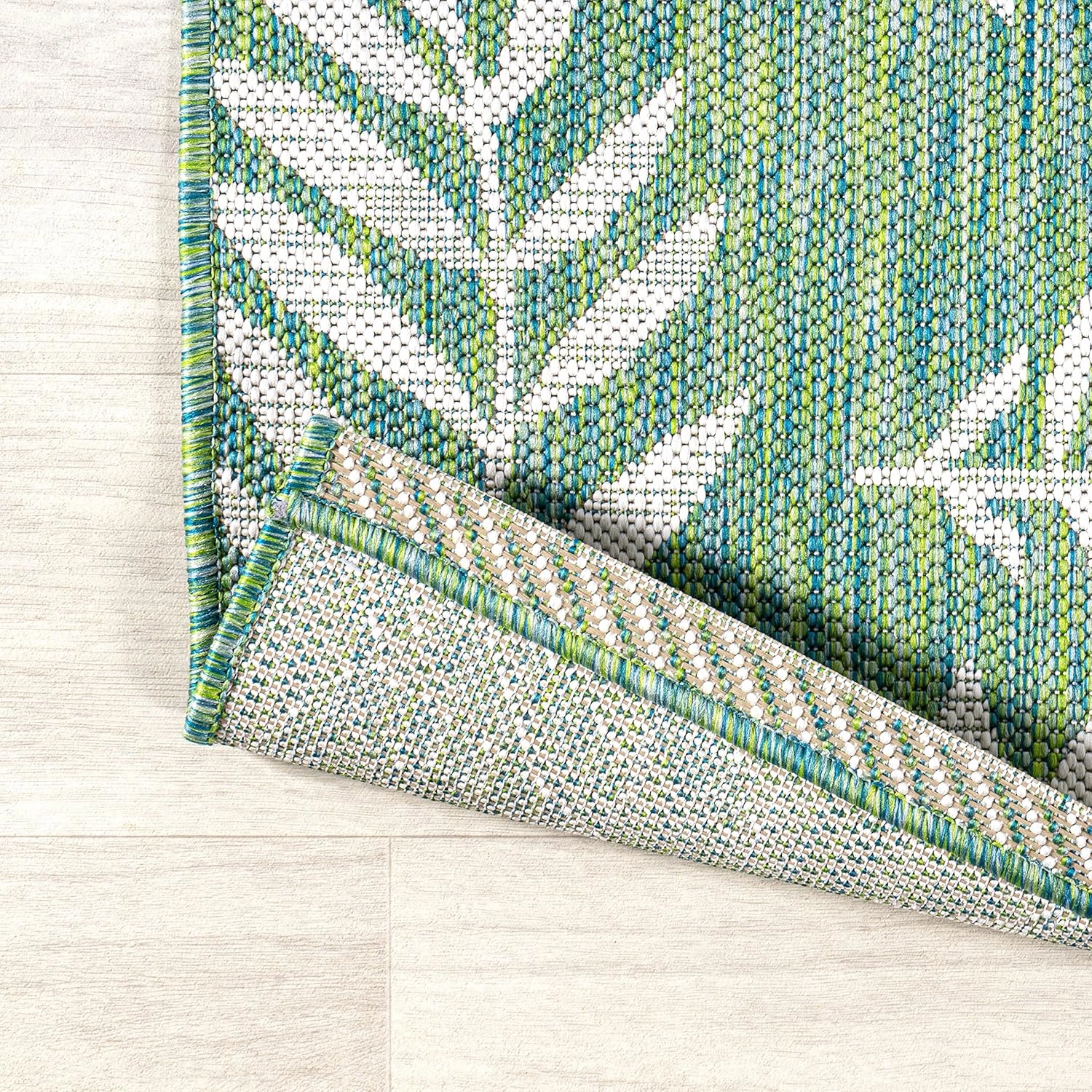 JONATHAN Y SMB119G-210 Nevis Palm Frond Indoor Outdoor Runner Rug, Coastal Casual Country & Floral Easy Cleaning,Bedroom,Kitchen,Backyard,Patio,Non Shedding, Cream/Green, 2 X 10