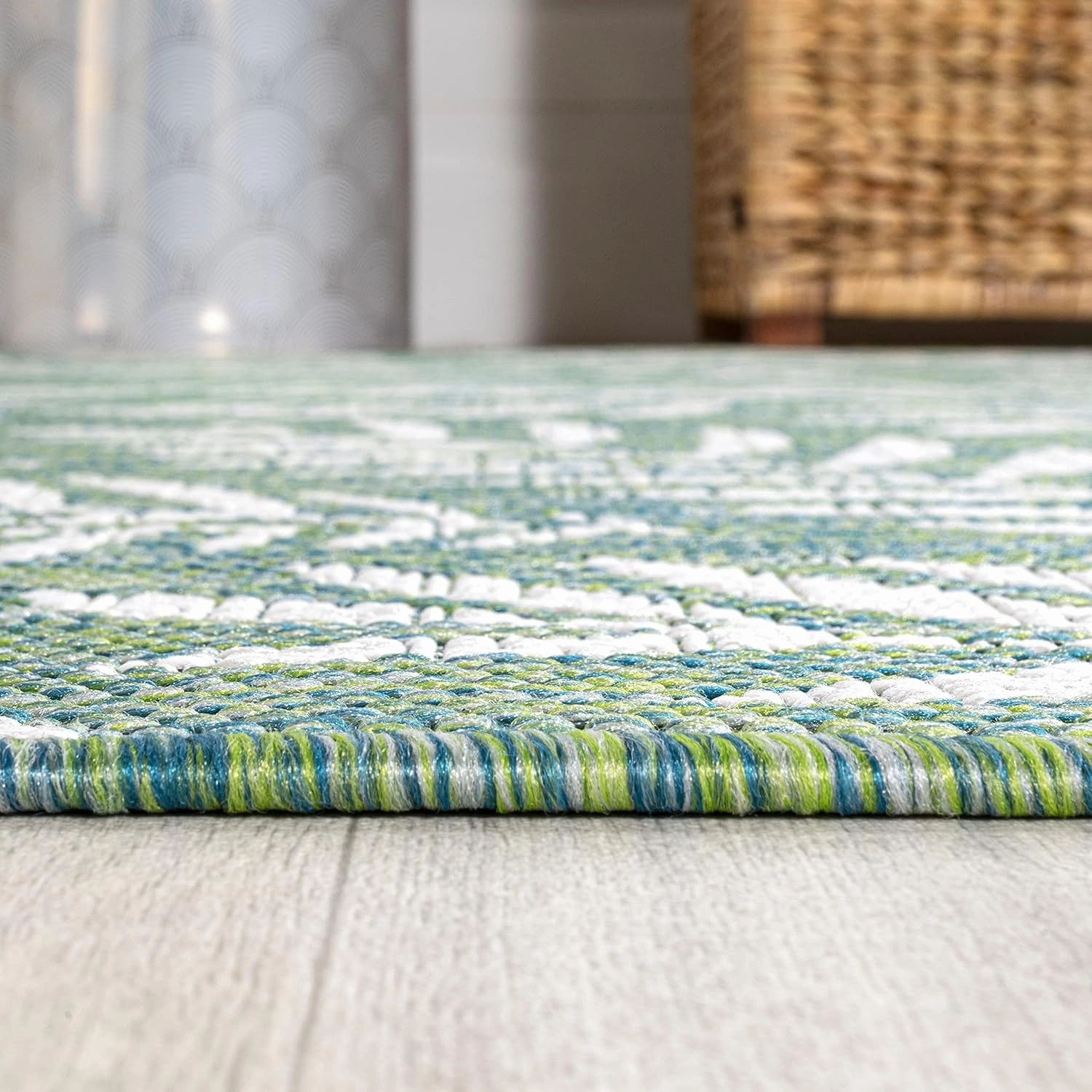 JONATHAN Y SMB119G-210 Nevis Palm Frond Indoor Outdoor Runner Rug, Coastal Casual Country & Floral Easy Cleaning,Bedroom,Kitchen,Backyard,Patio,Non Shedding, Cream/Green, 2 X 10