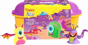 Jovi - Play&Fun Aliens Modeling Clay kit for Children, Cutouts   24 plasticine Bars   Modeling Tools to Create Monsters and Aliens