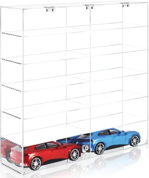 Juexica 1: 18 Scale Diecast Display Case Clear Acrylic Toy Model Cars Cabinet Wall Mounted Storage Showcase Hold 12 Cars, Lockable with Mirror Back, 23.62 x 23.62 x 6.1 Inch