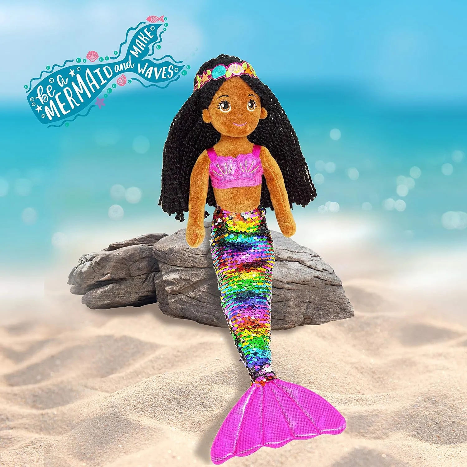 June Garden 18" Flip Sequin Sparkly Mermaid Chloe - Soft Mermaid Plush Stuffed Doll Gift for Toddler Girls