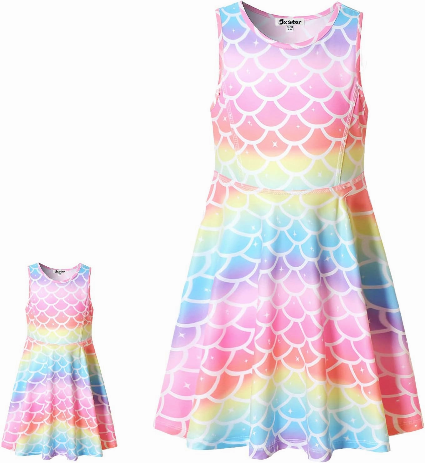 Jxstar Matching Girls & Doll Flower Dresses Sleeveless Summer 18" Dolls Clothes