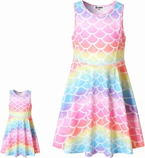 Jxstar Matching Girls & Doll Flower Dresses Sleeveless Summer 18" Dolls Clothes