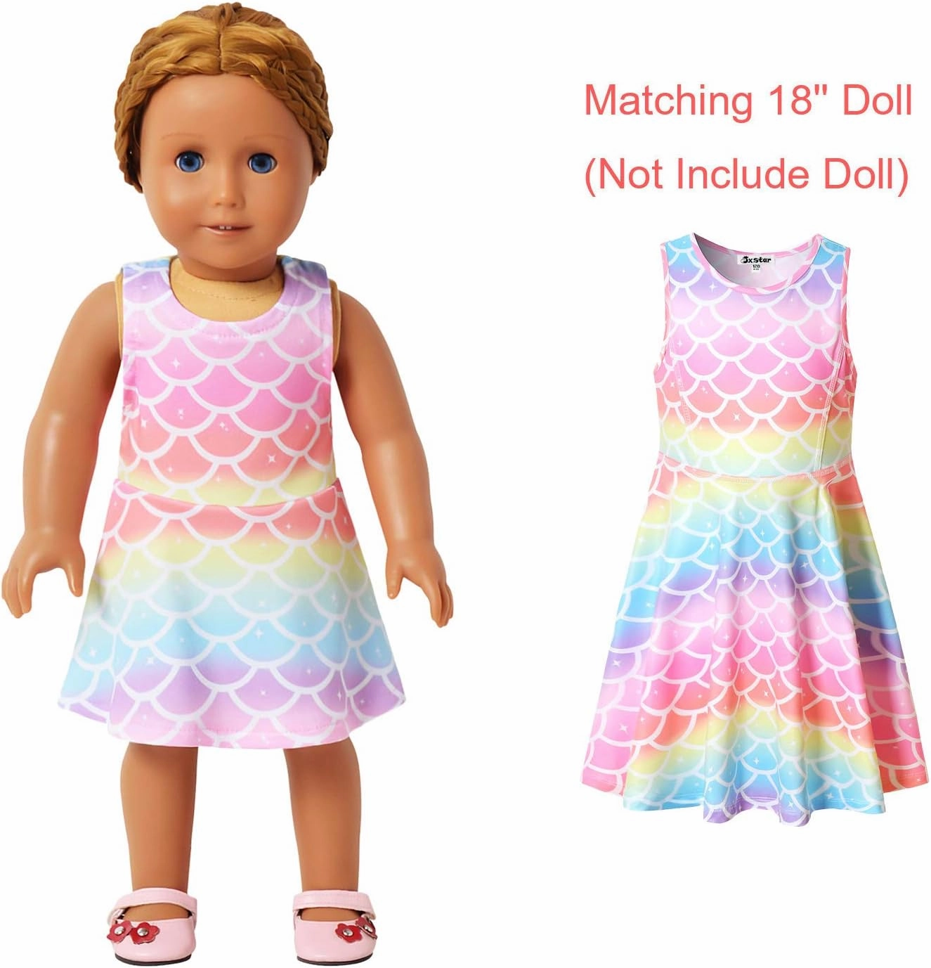 Jxstar Matching Girls & Doll Flower Dresses Sleeveless Summer 18" Dolls Clothes