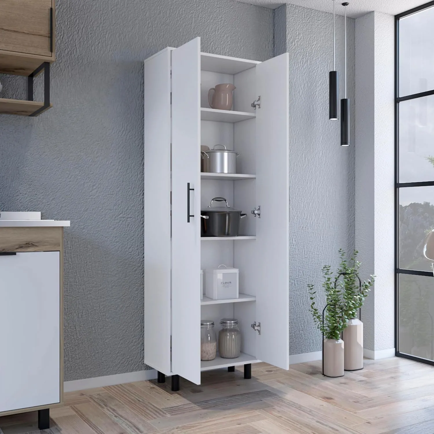 Kaimei Multistorage Manacor 5-Shelf Bookcase - Spacious Storage Solution for Home Office, Living Room