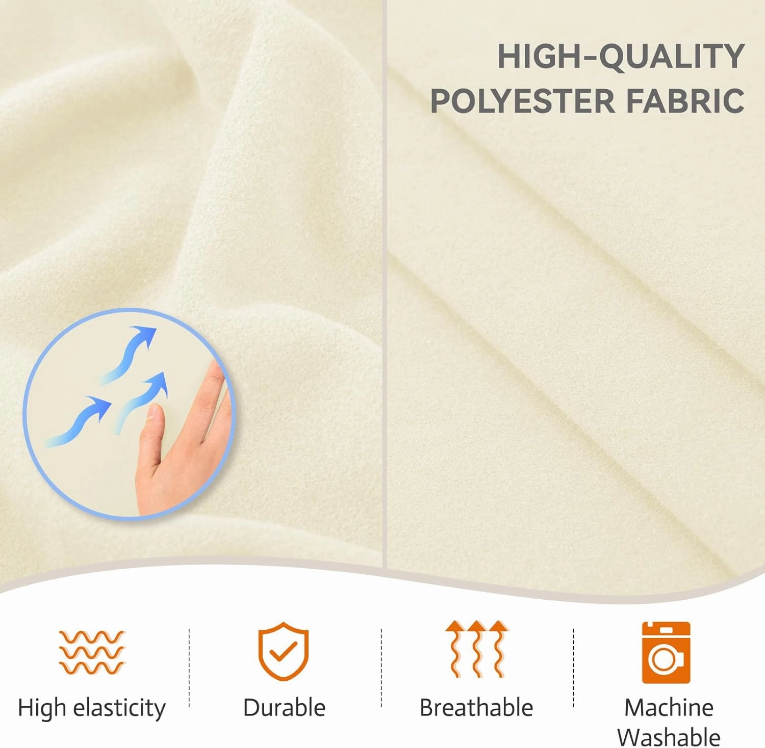 KEKUOU 4 Pieces Stretch Couch Covers for 3 Cushion Couch Sofa pet Friendly， Sofa Covers Washable Soft Elastic Dogs Furniture Protector(Sofa,Beige)