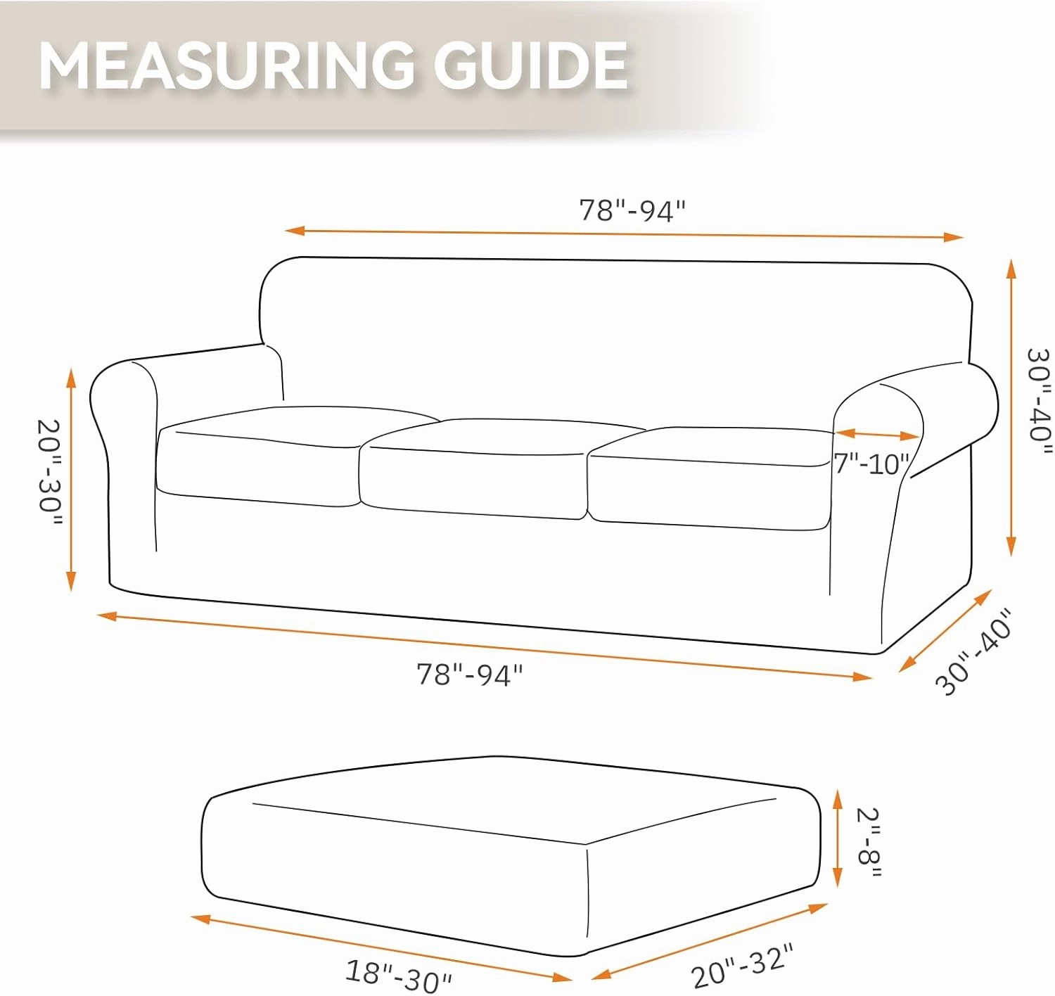 KEKUOU 4 Pieces Stretch Couch Covers for 3 Cushion Couch Sofa pet Friendly， Sofa Covers Washable Soft Elastic Dogs Furniture Protector(Sofa,Beige)