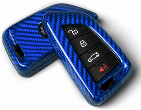 Key Fob Cover Compatible with Toyota Supra GR A90 A91 MK5 2019-2024,Real Glass Fiber Smart Remote Key Fob Case Compatible with Toyota Supra Accessories, Blue