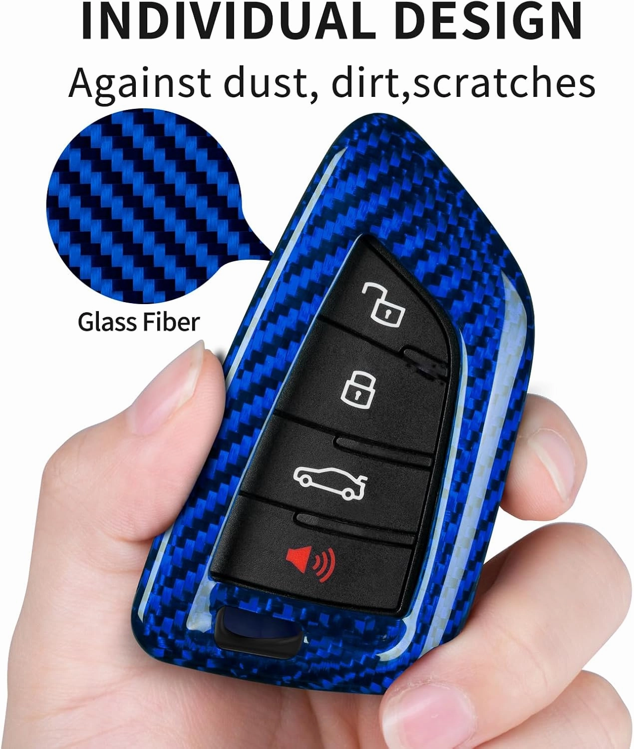 Key Fob Cover Compatible with Toyota Supra GR A90 A91 MK5 2019-2024,Real Glass Fiber Smart Remote Key Fob Case Compatible with Toyota Supra Accessories, Blue