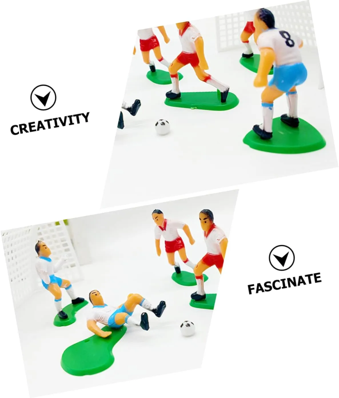 KICHOUSE 5 Sets Novel Football Team Statues Cake Decoration Props for Adorable Miniature Football Player Decor