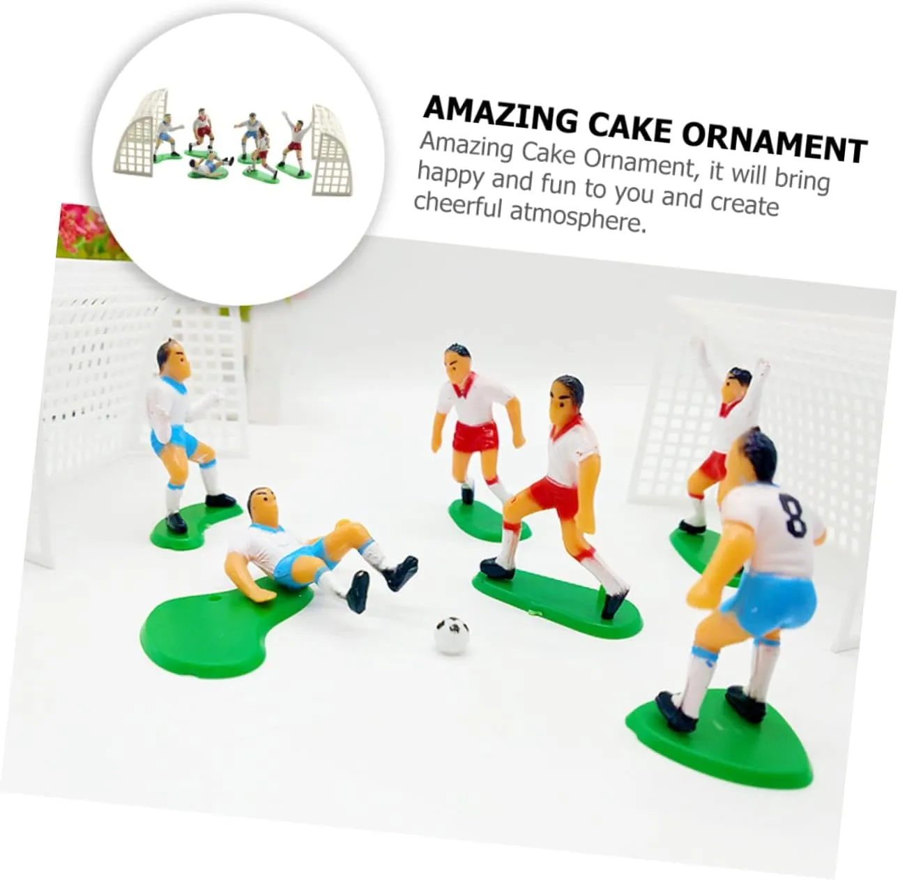 KICHOUSE 5 Sets Novel Football Team Statues Cake Decoration Props for Adorable Miniature Football Player Decor