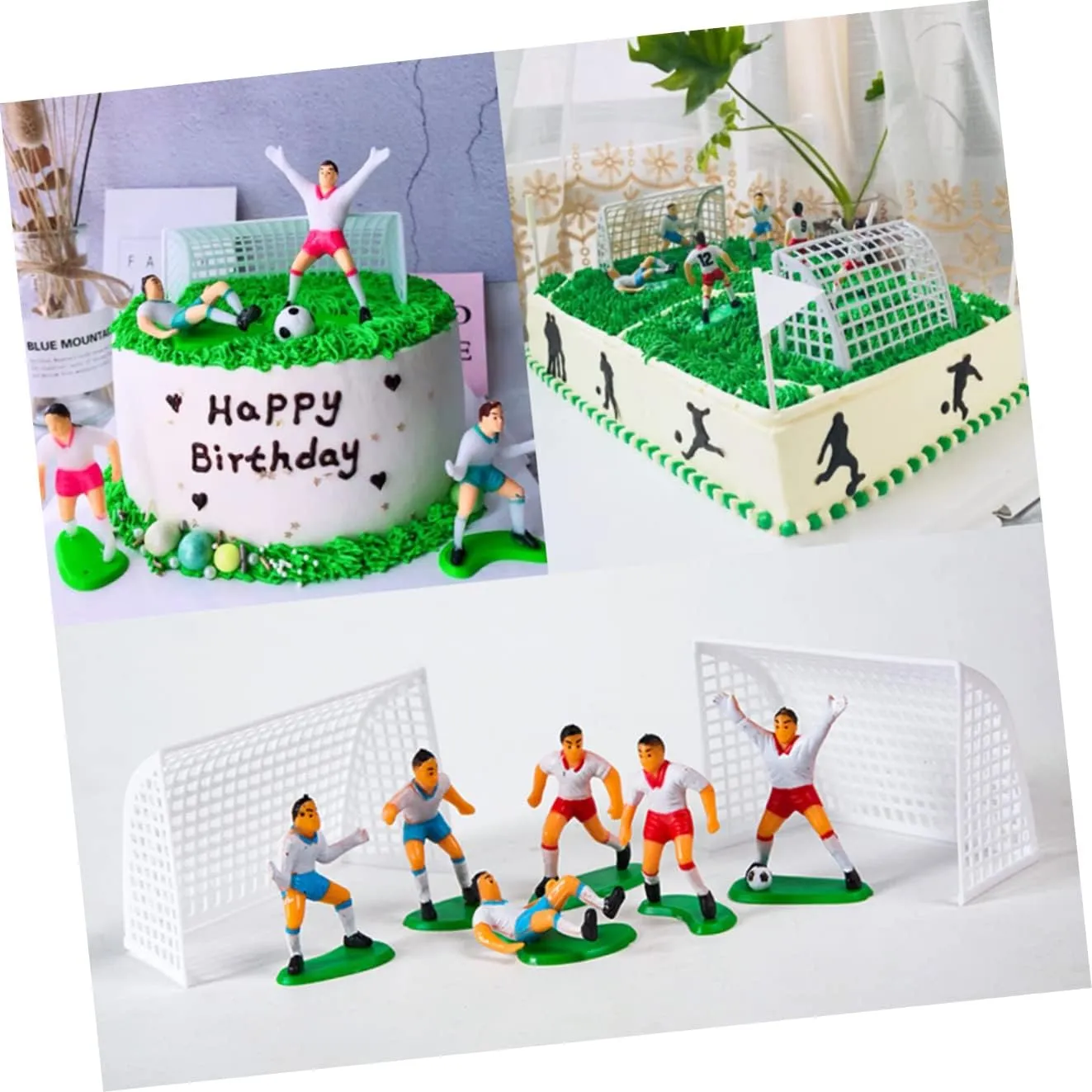 KICHOUSE 5 Sets Novel Football Team Statues Cake Decoration Props for Adorable Miniature Football Player Decor
