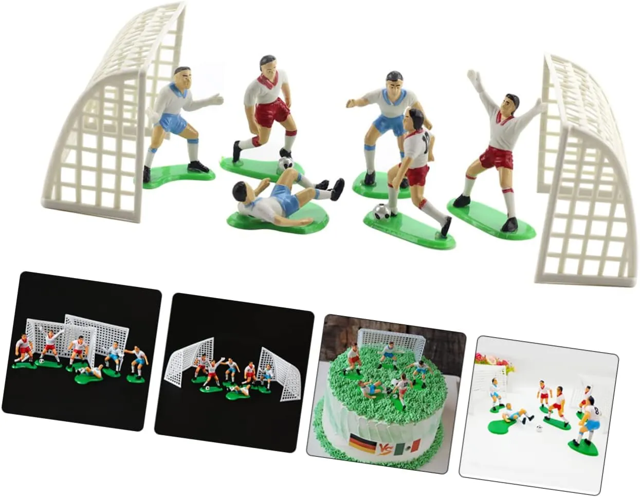 KICHOUSE 5 Sets Novel Football Team Statues Cake Decoration Props for Adorable Miniature Football Player Decor