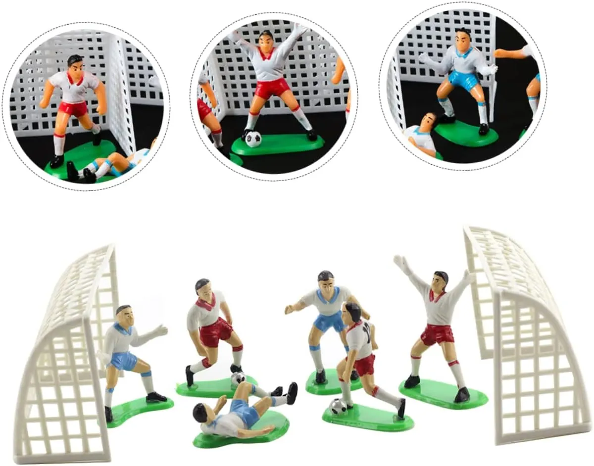 KICHOUSE 5 Sets Novel Football Team Statues Cake Decoration Props for Adorable Miniature Football Player Decor