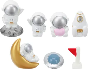 Kids 7pcs Astronaut Figurines Outer Space Action Figure Rocket Planet Astronaut Spaceship Party Supplies Birthday Cake Decorations for Kids Birthday Space Theme Home Decor