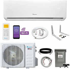 Klimaire 12,000 BTU 22 SEER2 Wall Mounted Ductless Mini Split Inverter A/C Heat Pump System w/ 16’ Installation Kit & Wall Mounting Bracket 115V