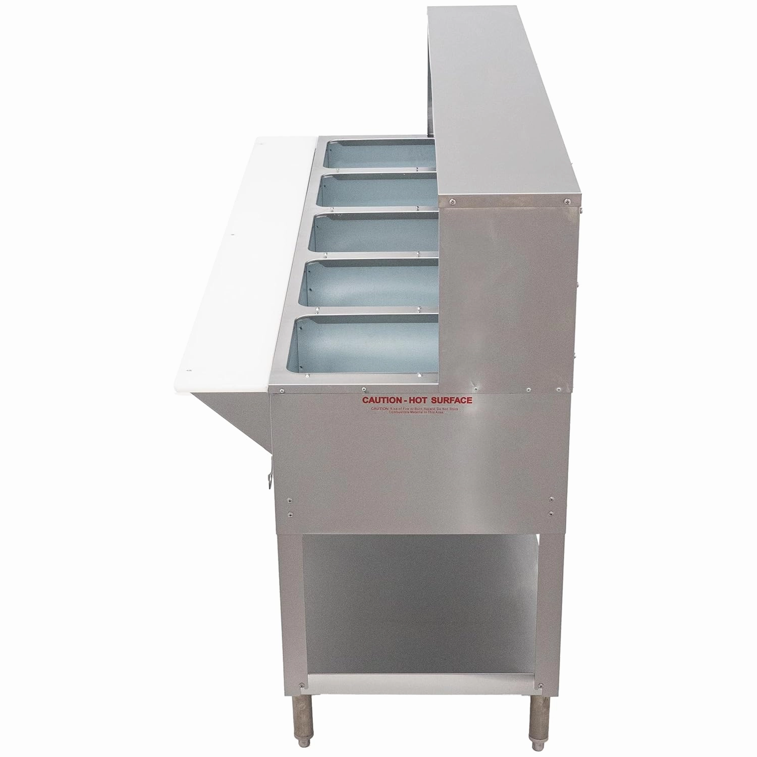 Kratos Commercial Electric Steam Table/Hot Food Table with Overshelf and Shield, 5 Wells, Stainless Steel, Stationary, NSF, 240V (28W-195)