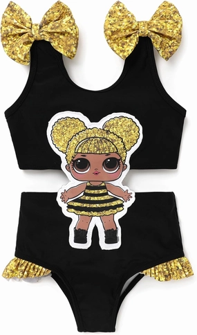 L.O.L. Surprise! Girl's One Piece Swimsuit Cute Ruffle Summer Beach Bathing Suits