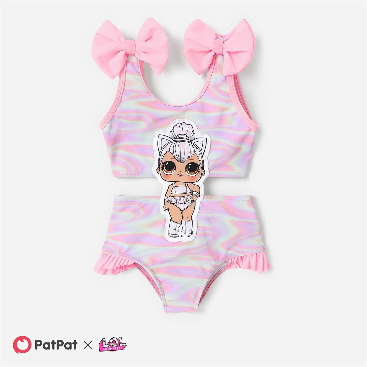 L.O.L. Surprise! Girl's One Piece Swimsuit Cute Ruffle Summer Beach Bathing Suits