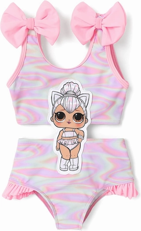 L.O.L. Surprise! Girl's One Piece Swimsuit Cute Ruffle Summer Beach Bathing Suits