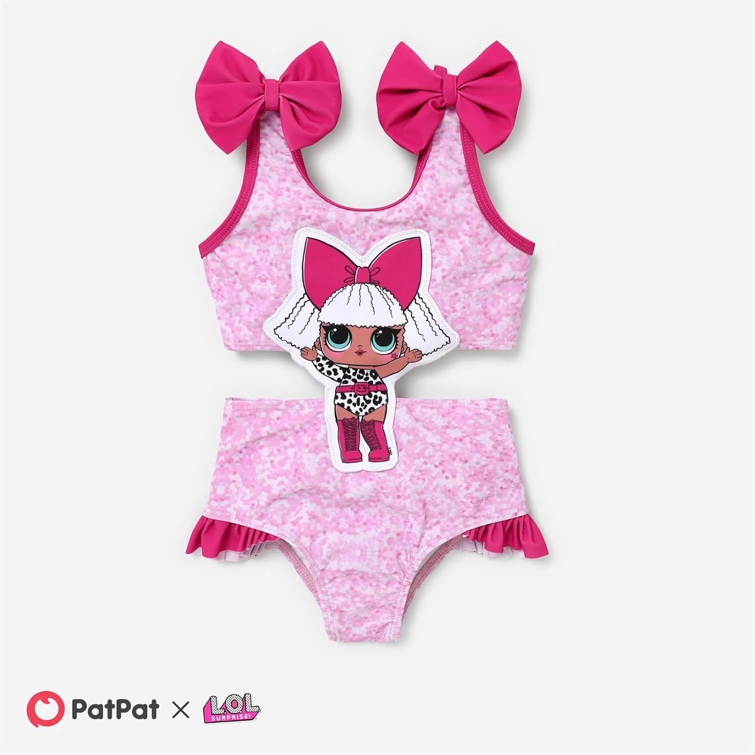 L.O.L. Surprise! Girl's One Piece Swimsuit Cute Ruffle Summer Beach Bathing Suits