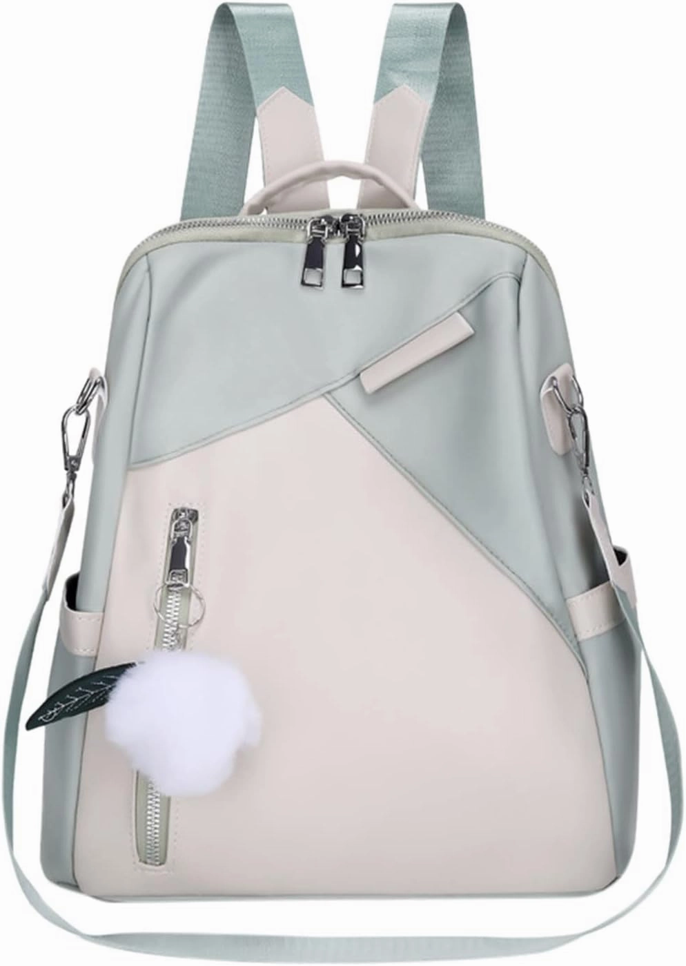 Ladies Fashion Pendant Casual Backpack Retro Solid Color Large Capacity Small Anime Backpack for (Green, One Size)
