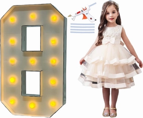 LANGXUN 40inch White Large Led Light Up Number 8 for 8th 18th Birthday Party Decor, with Hot Glue Gun, Marquee Numbers 9 Balloon for Wedding Graduation Boys Girls Photo Background Decoration
