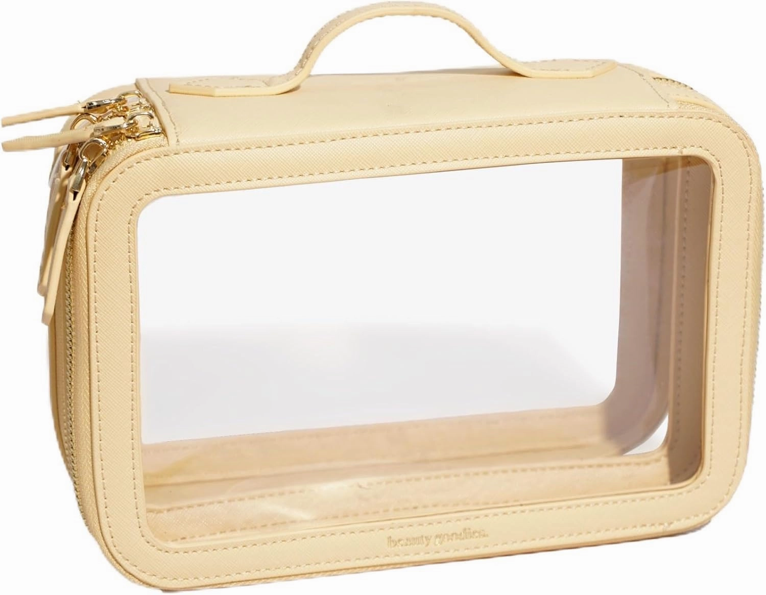 Large Clear Makeup Bag for Women with Zipper Organizer, Beige Travel Makeup Bag for Women Clear Cosmetic Case, Clear Travel Bags for Toiletries, Clear Make Up Bag Traveling Women, Car Bag Organizer