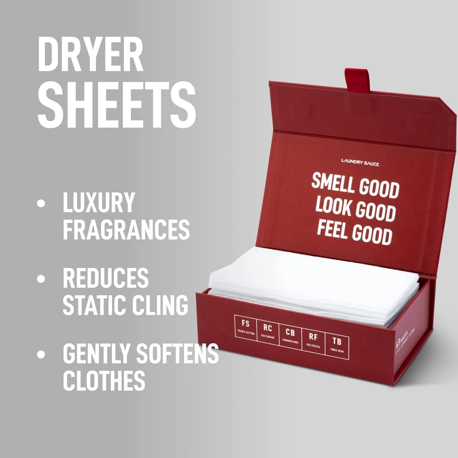 Laundry Sauce - Laundry Dryer Sheets (French Saffron), Luxury Fragrance, Contains Essential Oils, Softens Fabric, Removes Static Cling, Eco-Friendly Packaging, Travel Friendly, 69 Count