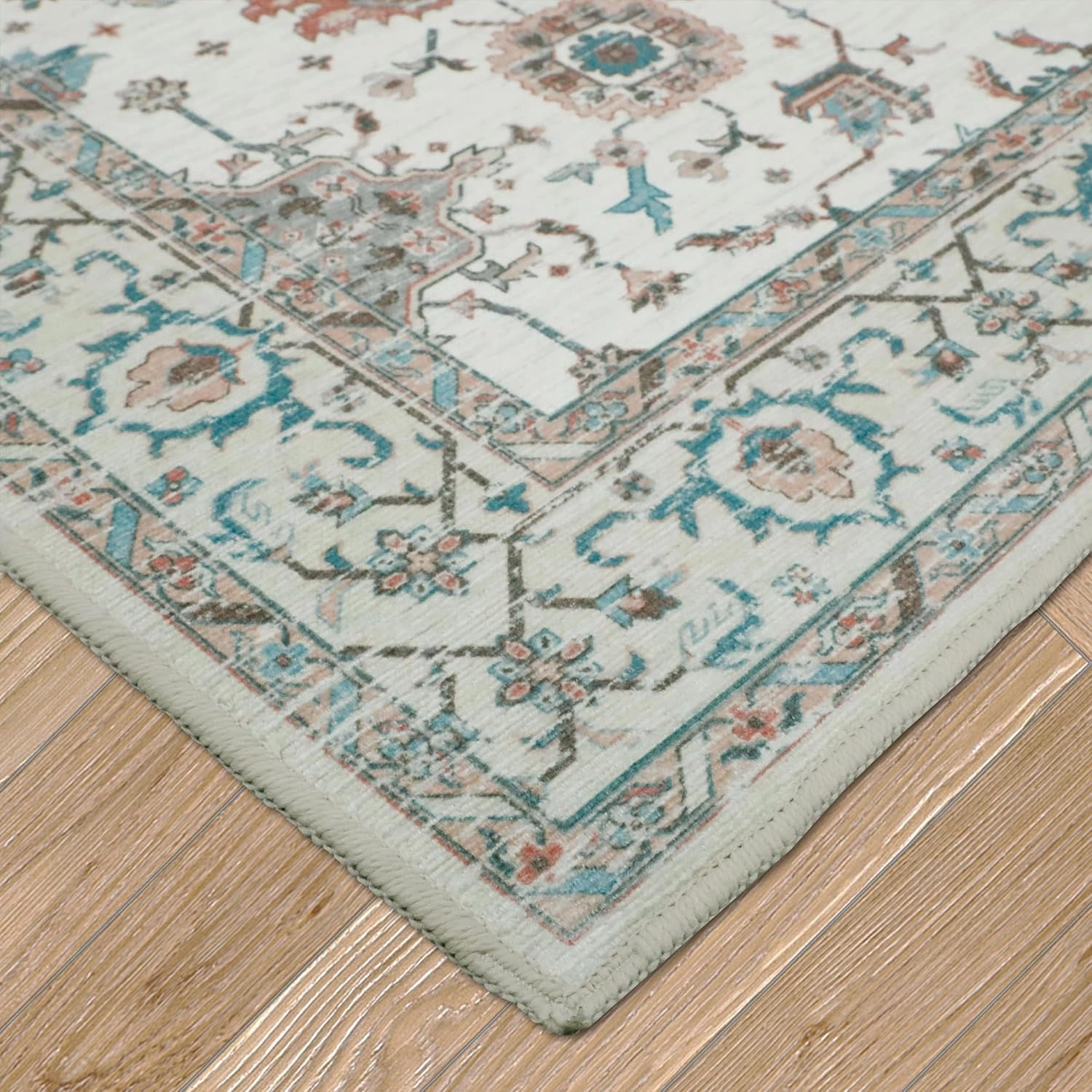 Laura Ashley Beige Aure Floral Machine Washable & Slip Resistant 26" x 45" Accent Rug
