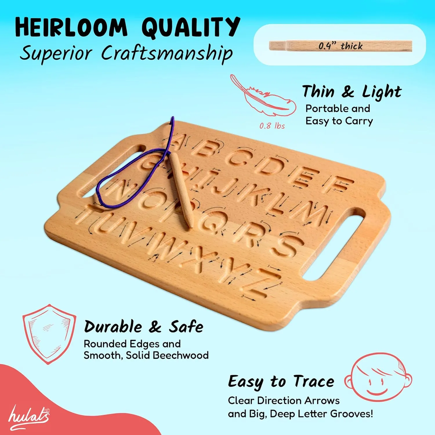 Learn to Write: Portable Wooden Alphabet Letter Tracing Sensory Pad Board - Toddler Writing Practice for Kids Age 3-5, Montessori Toys for 3  Year Old, Letter Tracing for Kids 3-5 Writing Tools