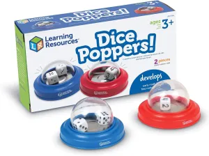 Learning Resources Dice Poppers - 2 Pieces, Ages 3  Board Game Accessory, Dice Game, Dice Popper for Trivia Nights, Math Games for Kids