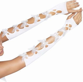 Leg Avenue Womens Opaque Net Cut-out Butterfly Applique Arm Warmers