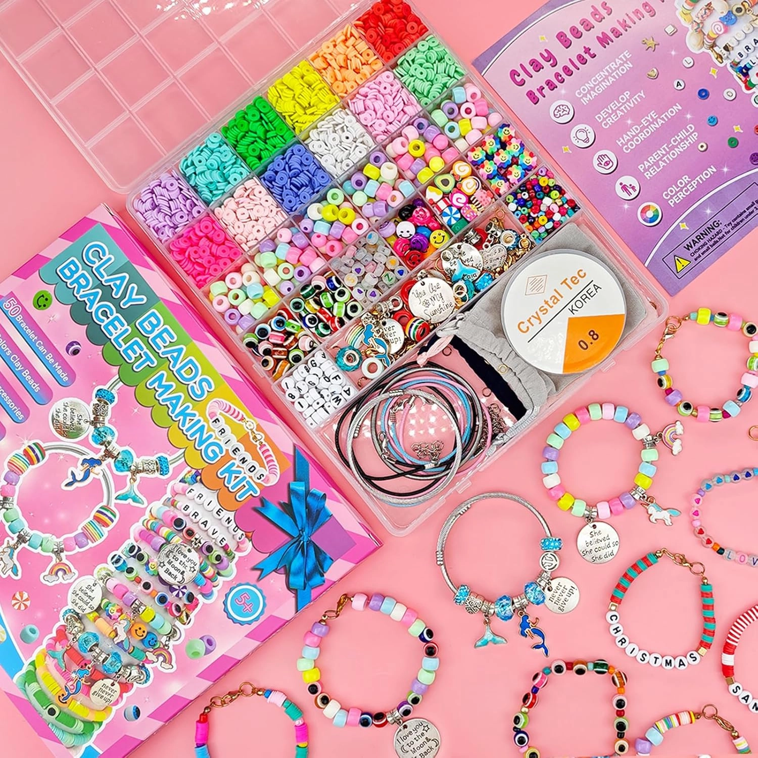 leitait Girls Toys Bracelet Making Kit -3400pcs Charm Jewelry Making Kit Supplies, Mothers Day Gifts,Unicorn/Mermaid Crafts Birthday Christmas Gifts for Girls Ages 5 6 7 8 9 10 11 12 Years Old