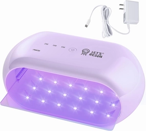 LET'S RESIN UV Light Advanced,Two-Sided Longer time Setting(2m,3m,5m) UV Lamp with Dual Head Adapter, Large Size 36 Beads LED UV Light for Resin Curing,Resin Molds,DIY Craft Decor(Purple)