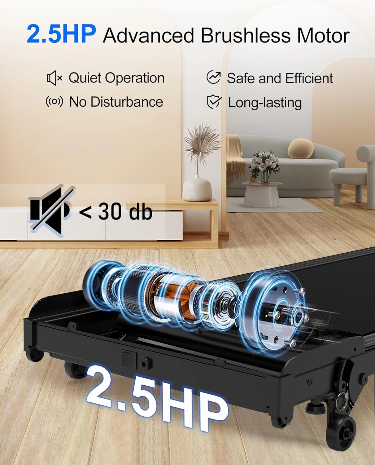 Lichico Walking Pad Under Desk Treadmill，Portable Small Treadmills for Home and Office，Super Quiet Brushless Motorized Walking Jogging Running Machine with Remote Control