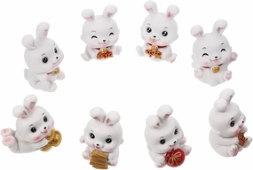LIFKOME 8pcs Rabbit Figurines Car Miniature Bunny Ornaments Desktop Bunny Decor Rabbit Statue Decor