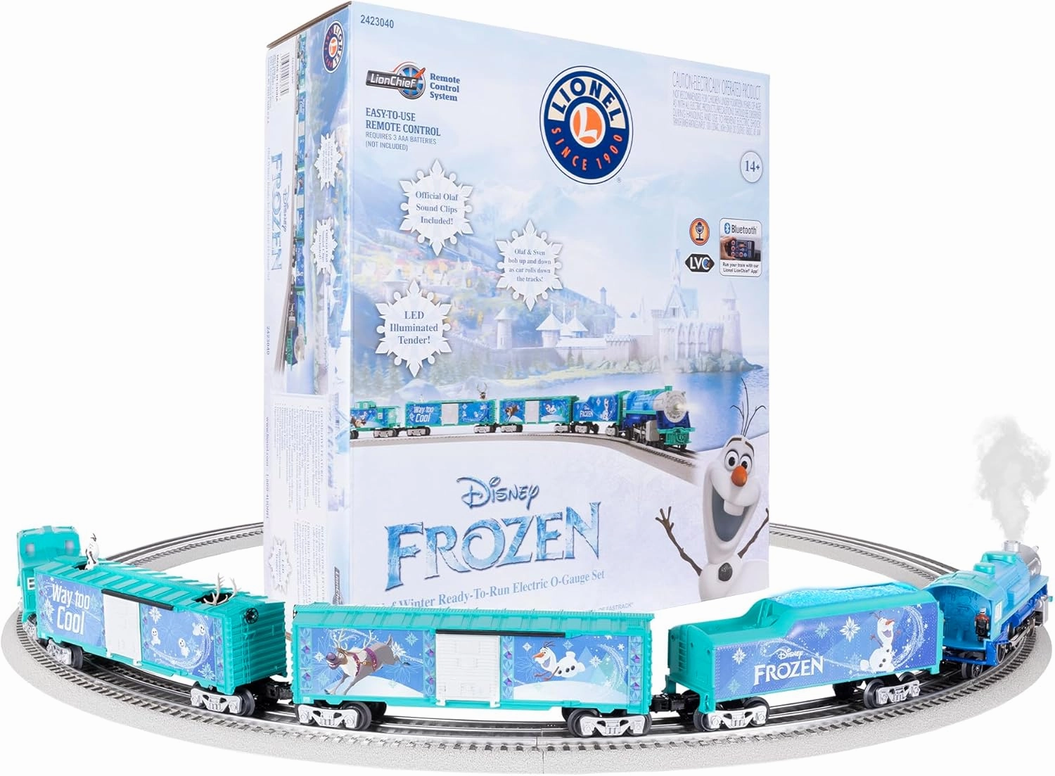Lionel Disney Frozen Olaf Winter Freight Electric O Gauge Bluetooth 5.0 Train Set with Remote