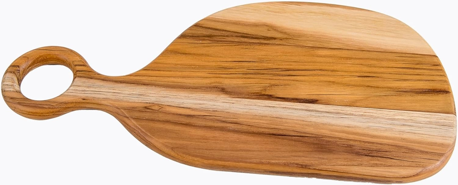 Lipper International Teak Wood Paddle Board for Cutting and Serving Hors D’oeuvres, Cheeses, Meats or Snacks, Oblong, 18 1/8" x 8 7/8" x 3/4"