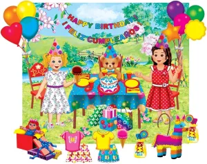 Little Folk Visuals Felt Fun: Birthday Party Precut Flannel/Felt Board Figures with 13x15 Inches Mounted Playboard, 26 Pieces Set