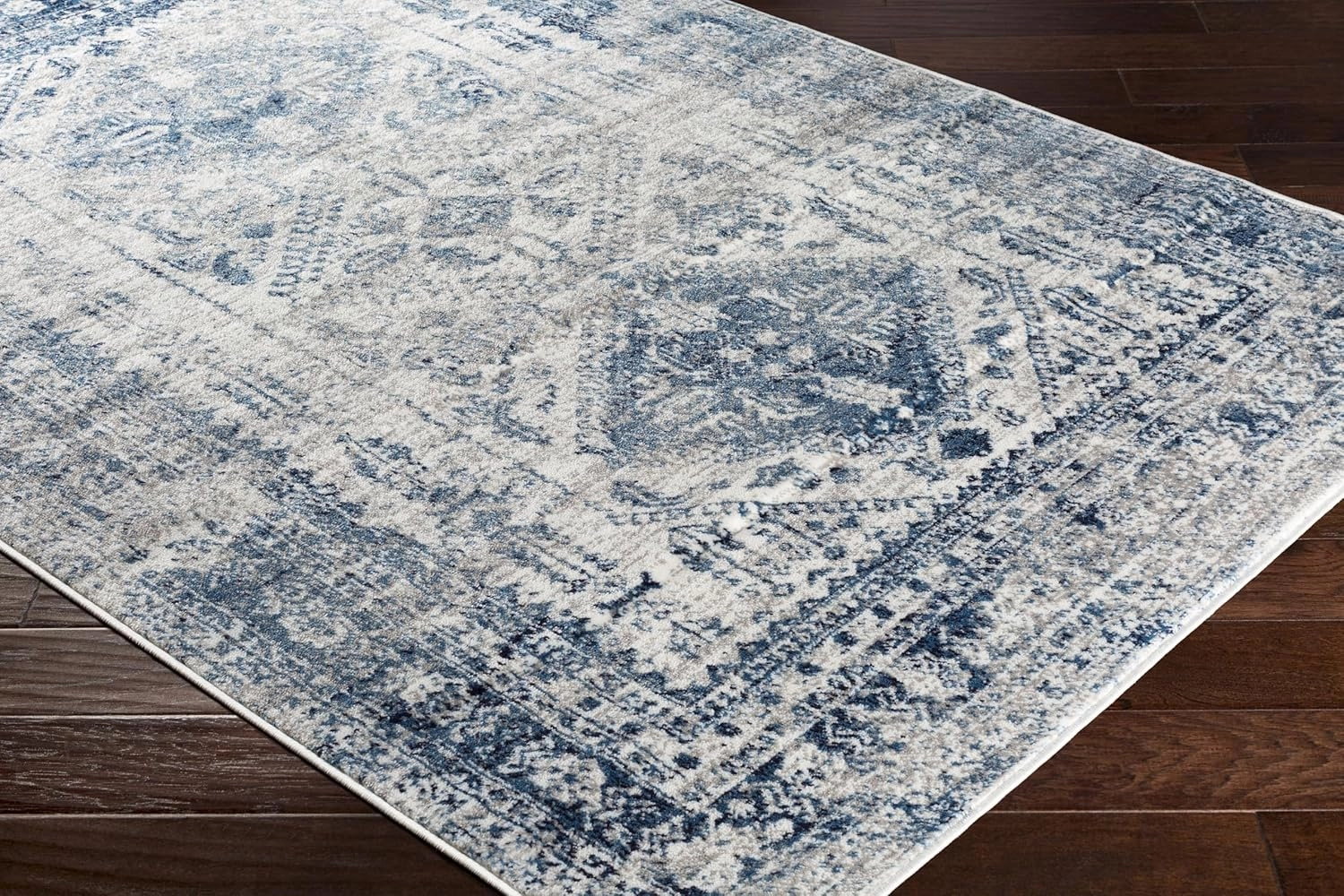 Livabliss Desta Vintage Oriental Runner Area Rug,2'7" x 7'3",Blue/White