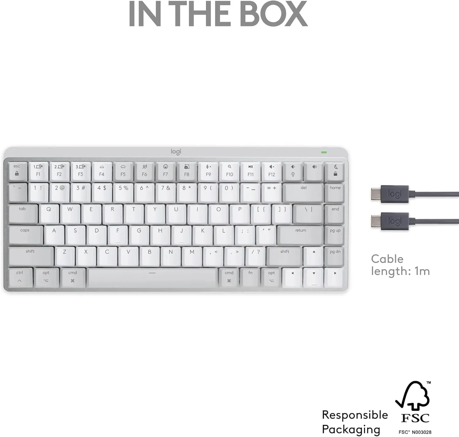 Logitech MX Mechanical Mini for Mac Wireless Illuminated Keyboard, Low-Profile Performance Switches, Tactile Quiet Keys, Backlit, Bluetooth, USB-C, Apple, iPad - Pale Grey