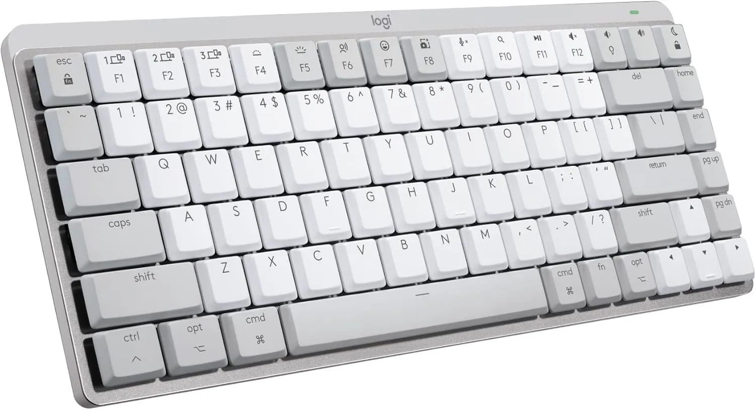 Logitech MX Mechanical Mini for Mac Wireless Illuminated Keyboard, Low-Profile Performance Switches, Tactile Quiet Keys, Backlit, Bluetooth, USB-C, Apple, iPad - Pale Grey