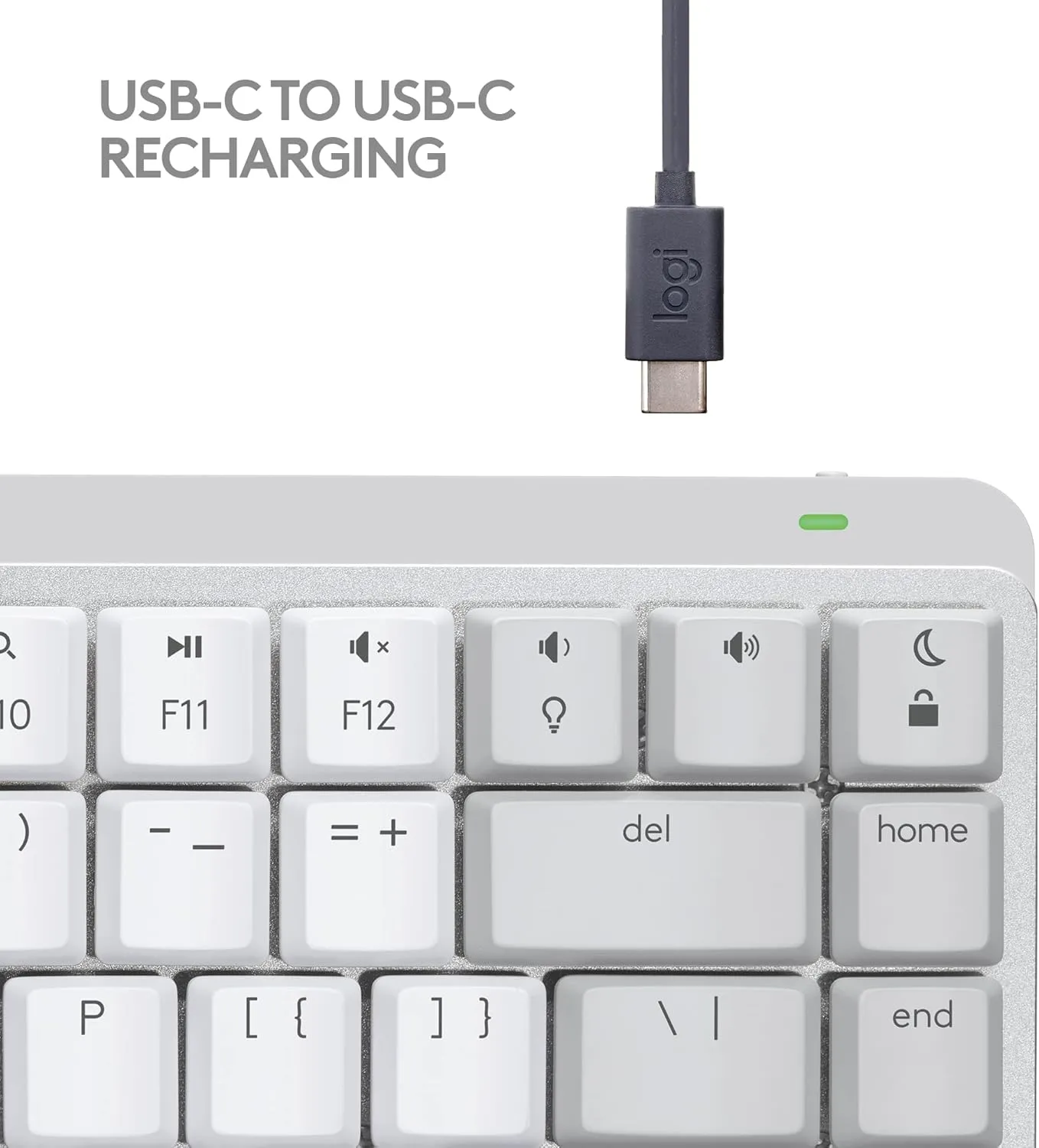 Logitech MX Mechanical Mini for Mac Wireless Illuminated Keyboard, Low-Profile Performance Switches, Tactile Quiet Keys, Backlit, Bluetooth, USB-C, Apple, iPad - Pale Grey