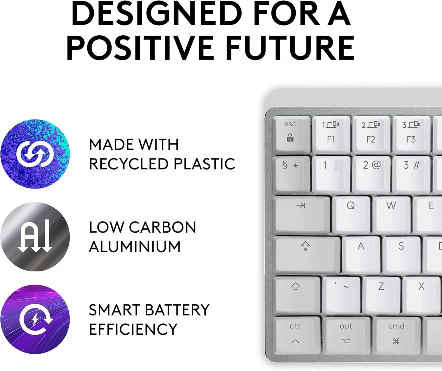 Logitech MX Mechanical Mini for Mac Wireless Illuminated Keyboard, Low-Profile Performance Switches, Tactile Quiet Keys, Backlit, Bluetooth, USB-C, Apple, iPad - Pale Grey